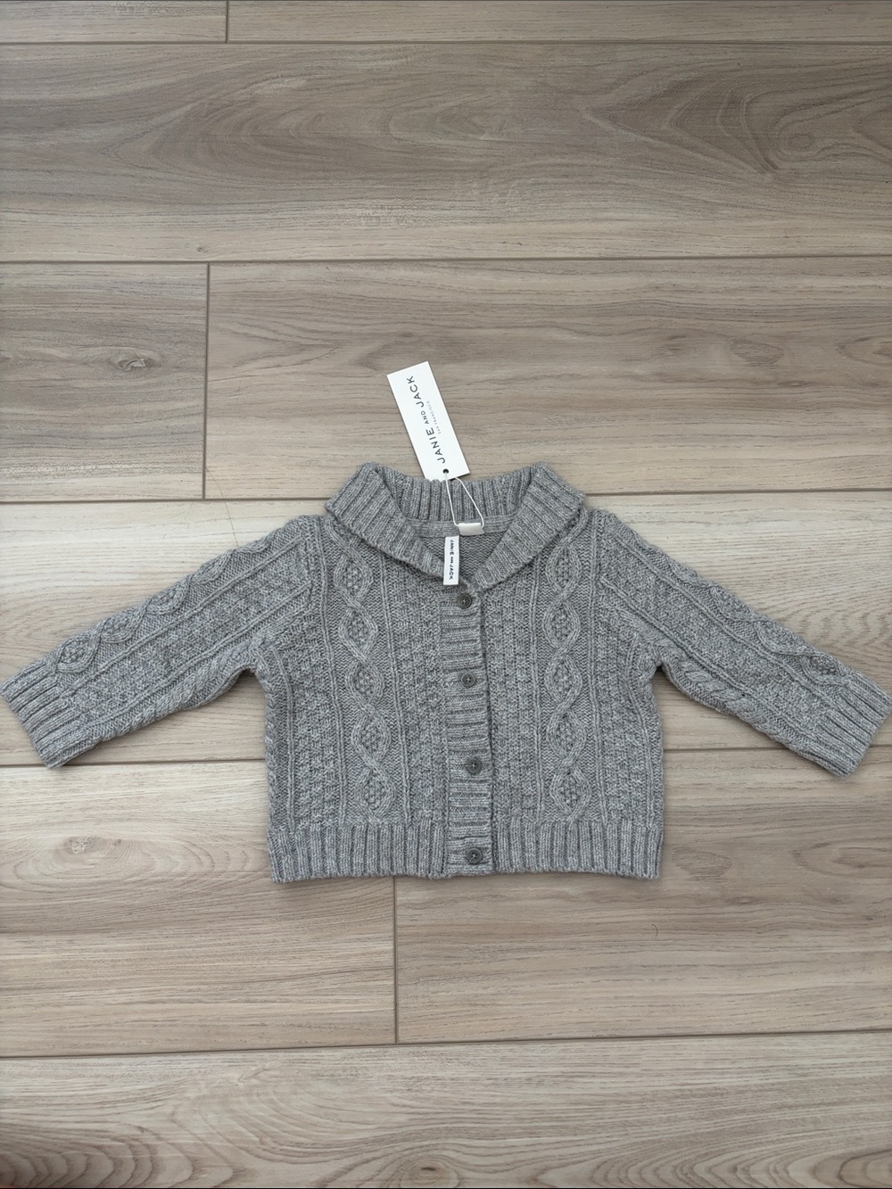Janie and Jack Gray Cable Knit Shawl Collar Cardigan
